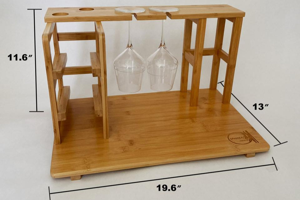 Bamboo Charcuterie Board - Holds 2 Wine Bottle
