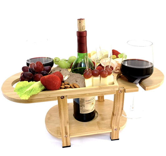 Bamboo Charcuterie Board - Holds 1 Wine Bottle